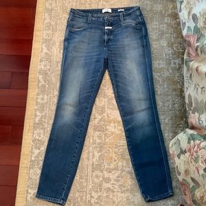 denim. Medium rise. Slight stretch